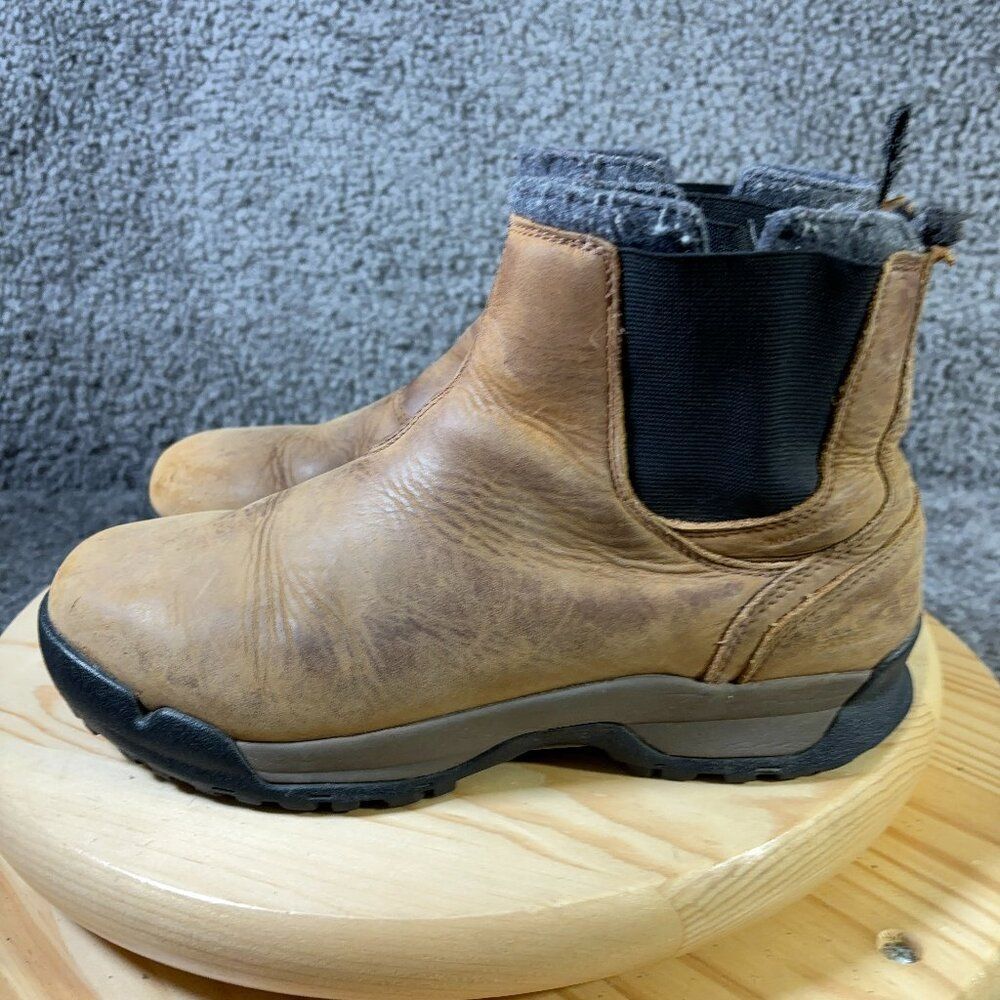 Sorel Chelsea Boots Paxson Mens Size 8 Leather Brown Waterproof Pull On Lined